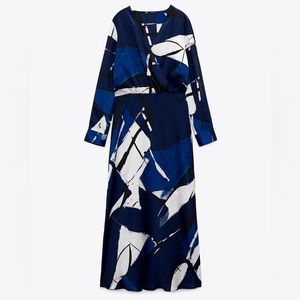 ZARA BLUE PRINT MIDI DRESS